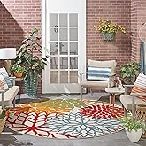Nourison Aloha Indoor/Outdoor Green 7'10'' x Round Area-Rug, Tropical, Botanical, Easy-Cleaning, Non Shedding, Bed Room, Livi