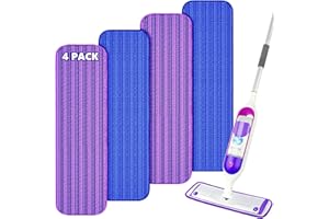 ILAVCOOL 4 Pack Reusable Mop Refill Pads for Swiffer PowerMop, Mop Pads Refills for Swiffer Power Mop Start Kit & Swiffer Wood Mop Kit Power Mop Replacement Pads Machine Washable Works for All Floor Types