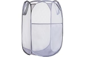 BENJUN Collapsible Mesh Laundry Basket，Pop Up Laundry Hamper-Easy Storage, Ideal for Home and Travel Use (dark gray)