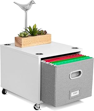 Amazon Com Birdrock Home Rolling File Cabinet With 1 Lateral Drawer Decorative Storage Shelf For Blankets Books Files Magazines Toys Etc Removable Bin With Handles Under Desk Office Living Room