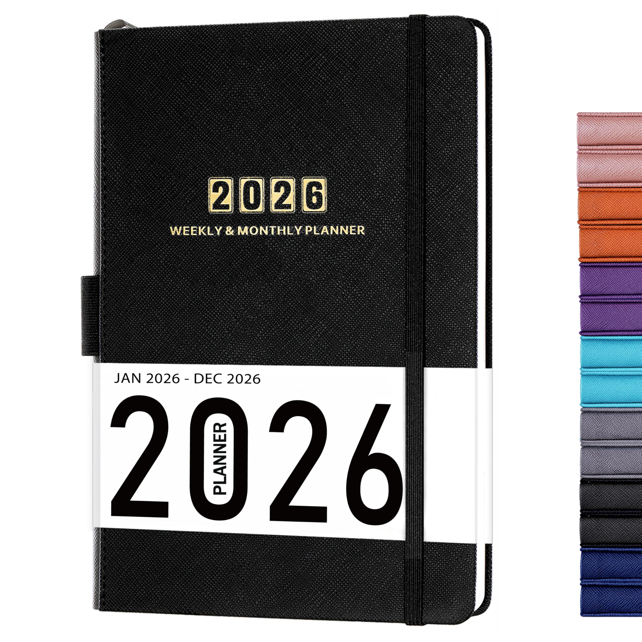 Photo 1 of 2026 Planner - Planner 2026, 12-Months 2026 Planner Weekly and Monthly, Jan. 2026 - Dec. 2026, 5.75" x 8.25", Saffiano Leather with Thick Paper, Back Pocket with Notes Pages