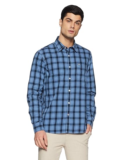 arrow sports men's checkered slim fit casual shirt