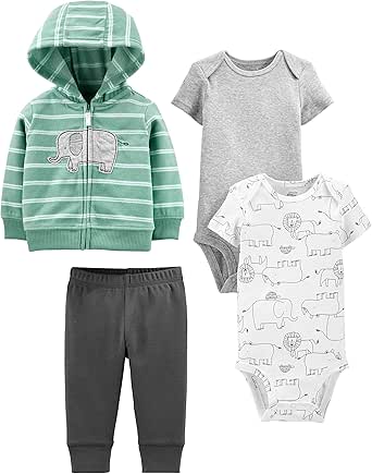 Simple Joys by Carter's Boys' 4-Piece Neutral Jacket, Bodysuit, and Pant Set