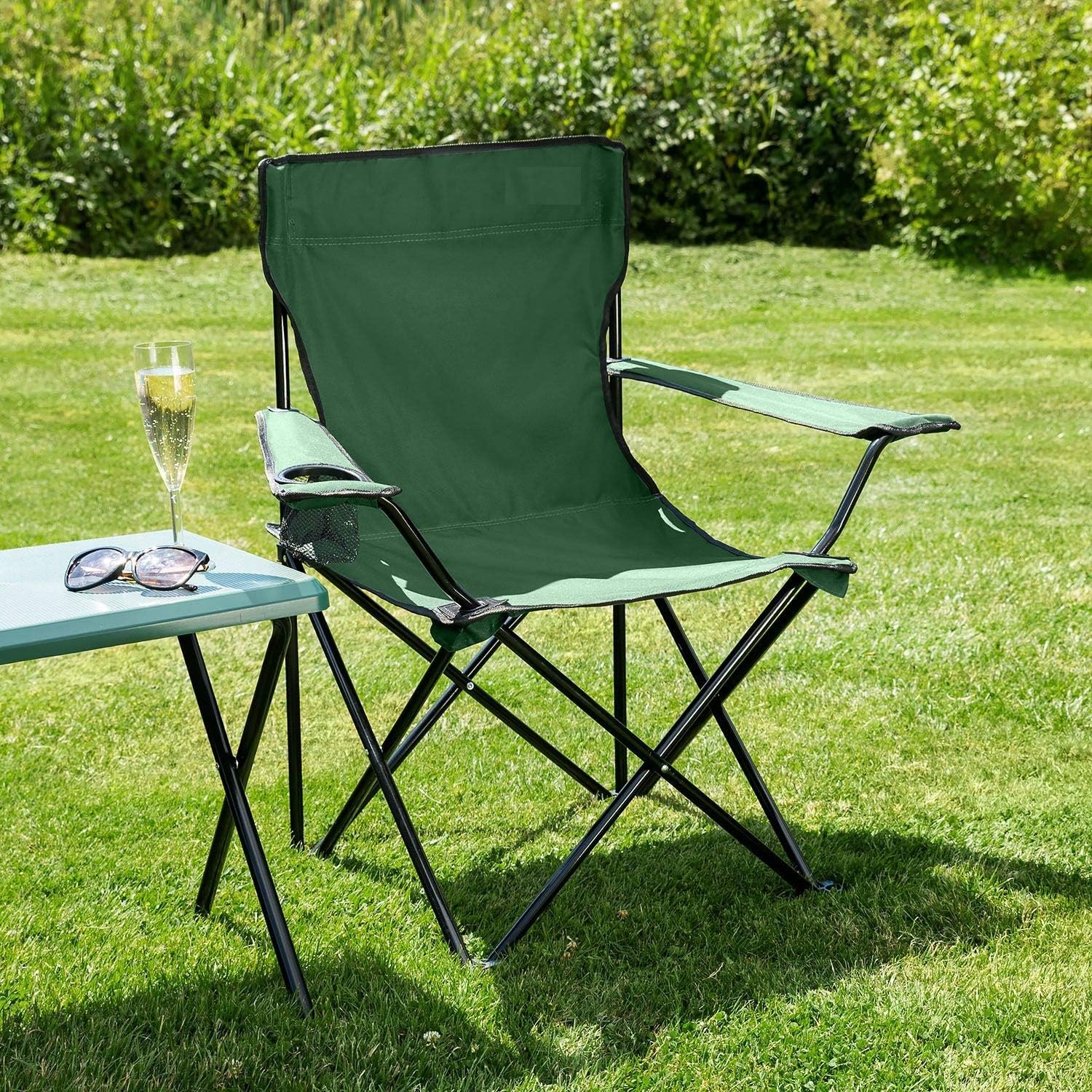 Trivyom Portable Folding Chair with Comfortable Armrest Garden Foldable