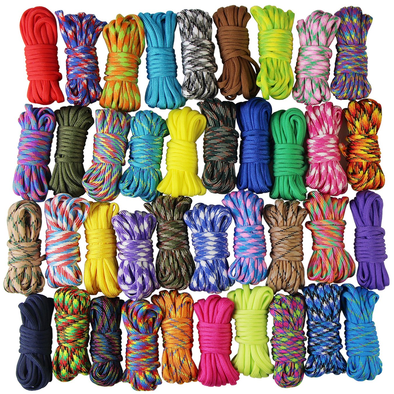 UOOOM 20 pcs Paracord Bracelet rope Parachute Cord Outdoor Survival Rope Set DIY Manual Braiding 10 Feet (Colorful x 20 pcs)