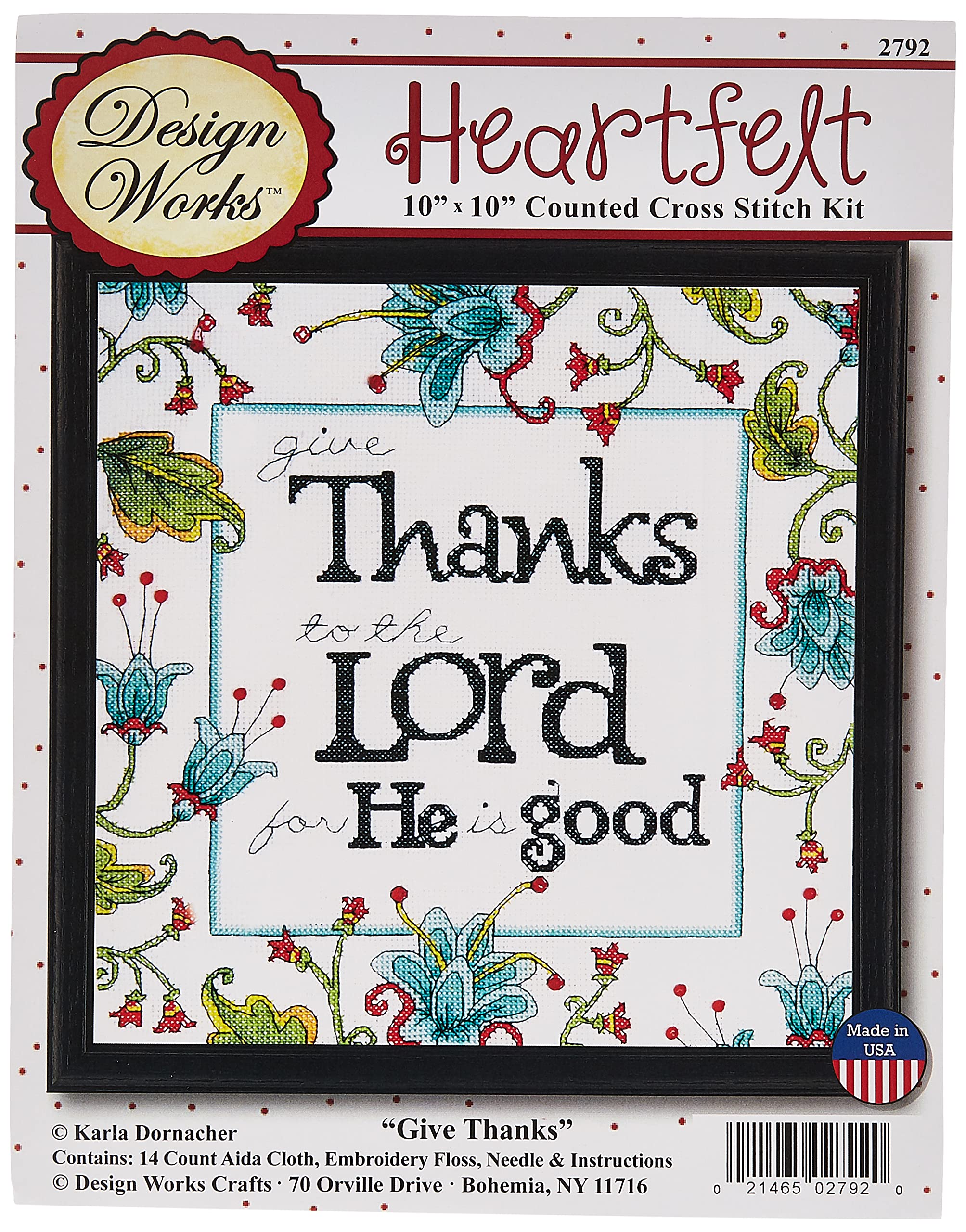 Design Works Give Thanks Cross Stitch Kit, Multi-Colour