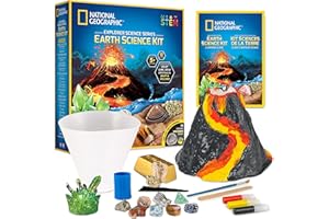 NATIONAL GEOGRAPHIC Earth Science Kit - Science Experiments & STEM Activities for Kids, Crystal Growing, Build a Volcano, Gem