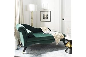 Safavieh Home Caiden Modern Emerald Green Velvet and Espresso Chaise Lounge Chair