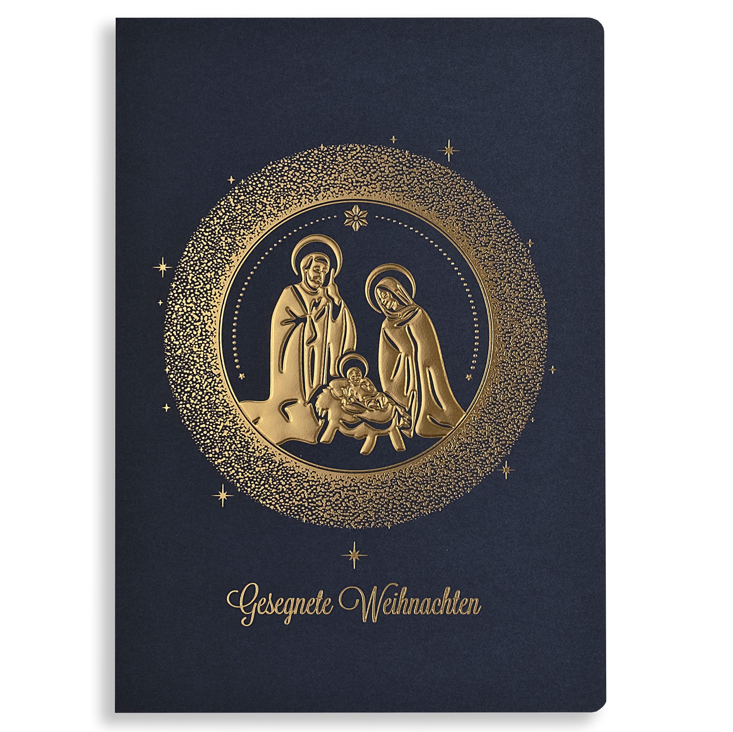 Art Nuvo – Exclusive Christmas Cards No. 43 – Set of 10 Same Cards, 120 x 170 mm, Gold Plated and Embossed Christmas Motifs – Made from Jewellery Paper and Colourful Paper with Inserts and Around