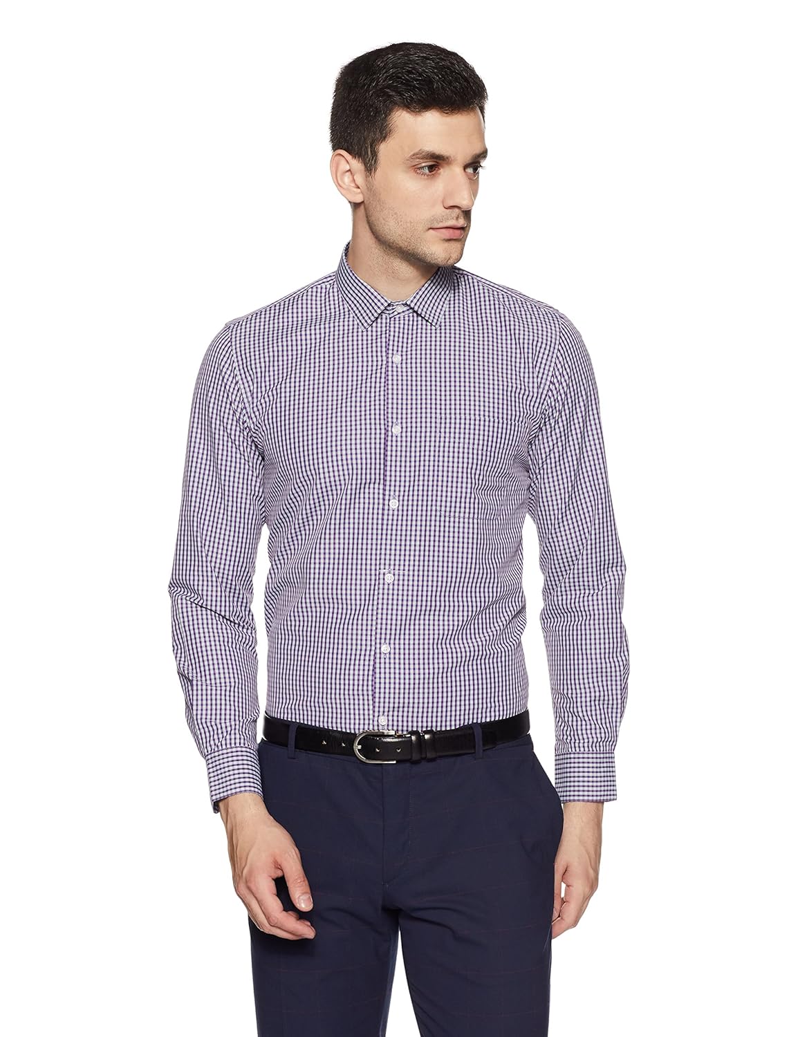 peter england men's solid slim fit formal shirt