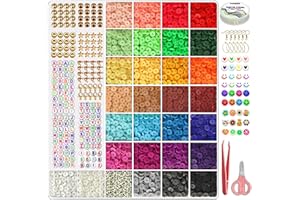 YMSDZHL 7200pcs Clay Bead for Bracelet Making Kit, 30 Colors Spacer Heishi Beads Flat Round Polymer Clay Beads with Jewelry Making Supplies Beads,Crafts Gifts Set for Girls Teens Age 5-12