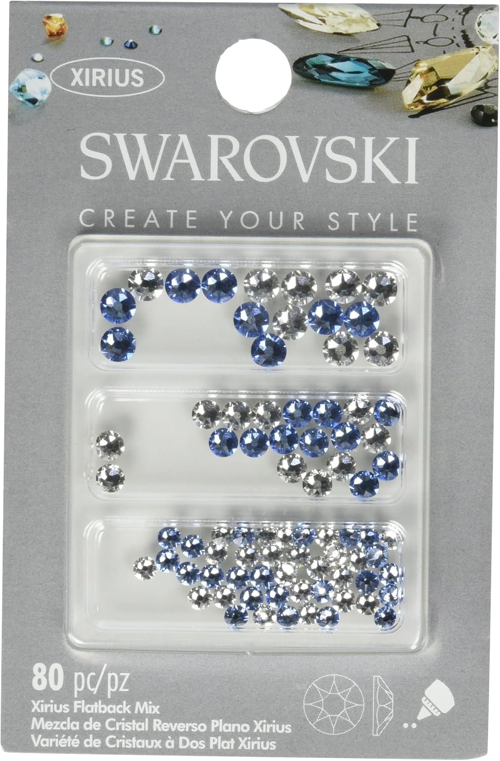 Swarovski Create Your Style Flatback Mix Crystal Light Sapphire 3 packages of 80