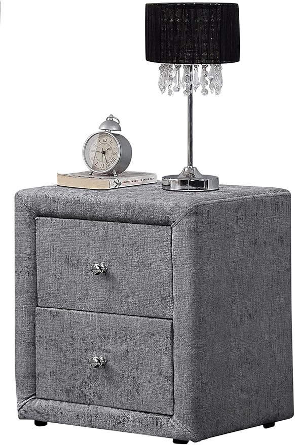 Bedside Table Meilani Interior Style 2 Drawer Sprung Slats Black Frame Material Faux Leather Assembly Required