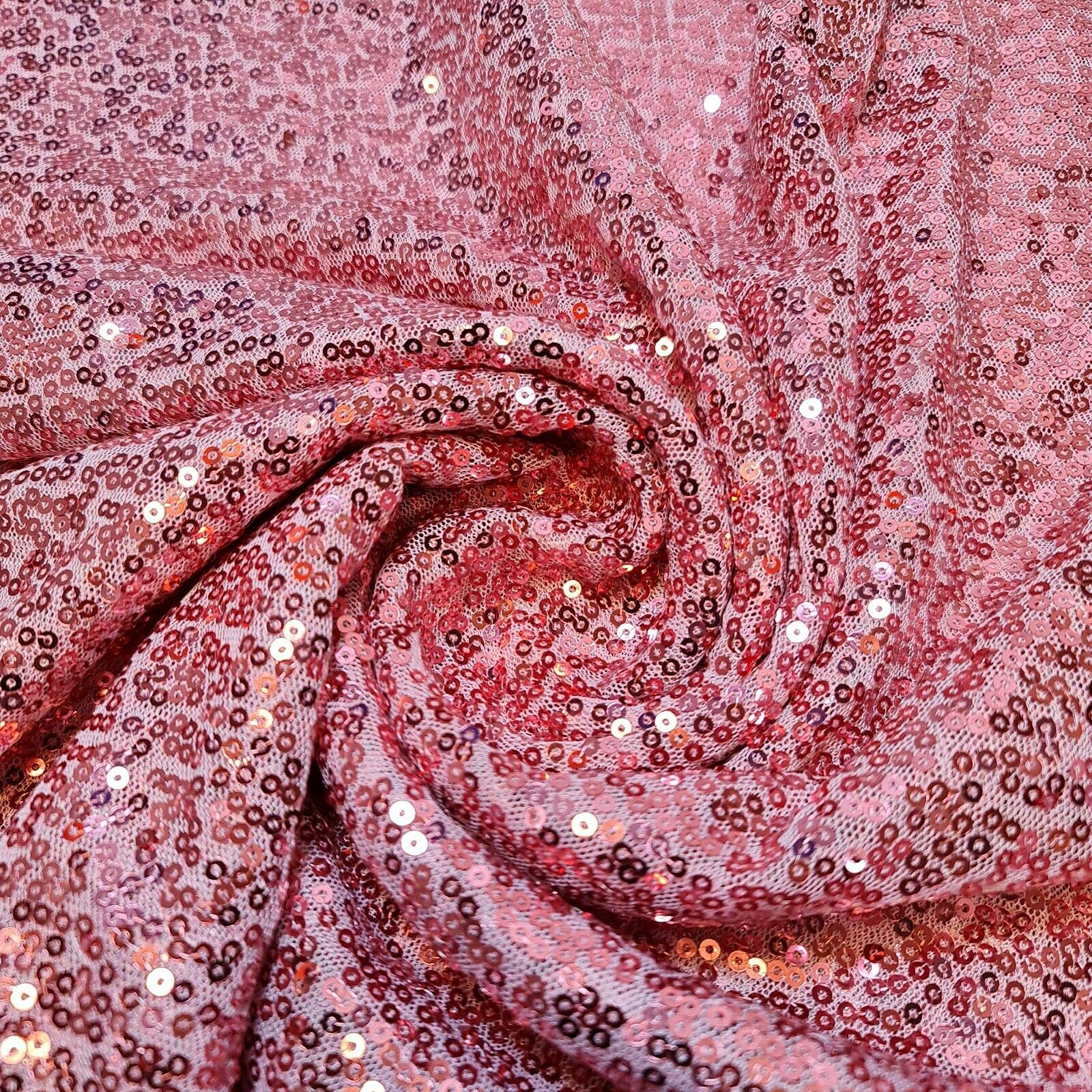 Sparkly Sequin Shiny Bling Decorations Dress Craft Fabric Material 58" Net with - 130cm Wide Sold As 1 Meter Pre - Cut Lengths (Available in 21 Colours) (Baby Pink)