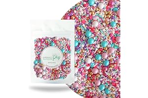 Hey Sugar! Sprinkle Mix| Sprinkles Made In USA By Sprinkle Pop| Pink White Aqua Purple Sprinkles Mix With Pink Heart Confetti| Girl Lady Valentines Sprinkles For Decorating Cupcakes Cakes Cookies, 2oz