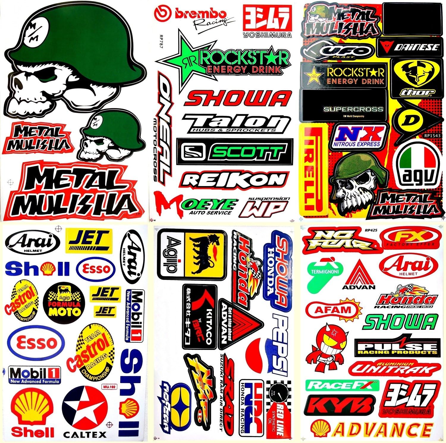 Dirt Bikes Motorcycles Motocross MotoGP Lot 6 vinyl decals stickers D6042