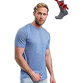 Merino Wool T-Shirt Mens - Merino Wool Undershirt Thermal Shirt for Men and Hiking Socks