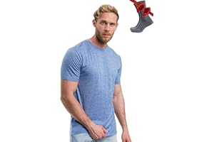 Men's Lightweight Base Layer Merino Wool with Hiking Socks (Medium, Deep Blue)