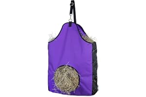 HIRQUITICKE Premium Durable Horse Slow Feed Hay Bag with Metal Snap Fastener and Heavy Adjustable Strap