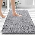 OLANLY Bathroom Rugs 36x24, Extra Soft Absorbent Chenille Bath Rugs, Rubber Backing Quick Dry, Machine Washable Bath Mats for Bathroom Floor, Tub and Shower, Home Decor Accessories, Grey