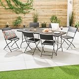 CHRISTOW Garden Table and Chairs Set 6 Seater Rattan Effect Folding Patio view 3