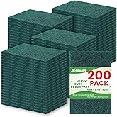 200 Pack Green Scrubbing Pads, Heavy Duty Scouring Pads,Dish Scrubber Reusable for Cleaning, Multipurpose Scrub Pads for Household Kitchen Dishes Pots Pans &amp; Metal Grill- 4.3 x 2.75 x 0.3 Inches
