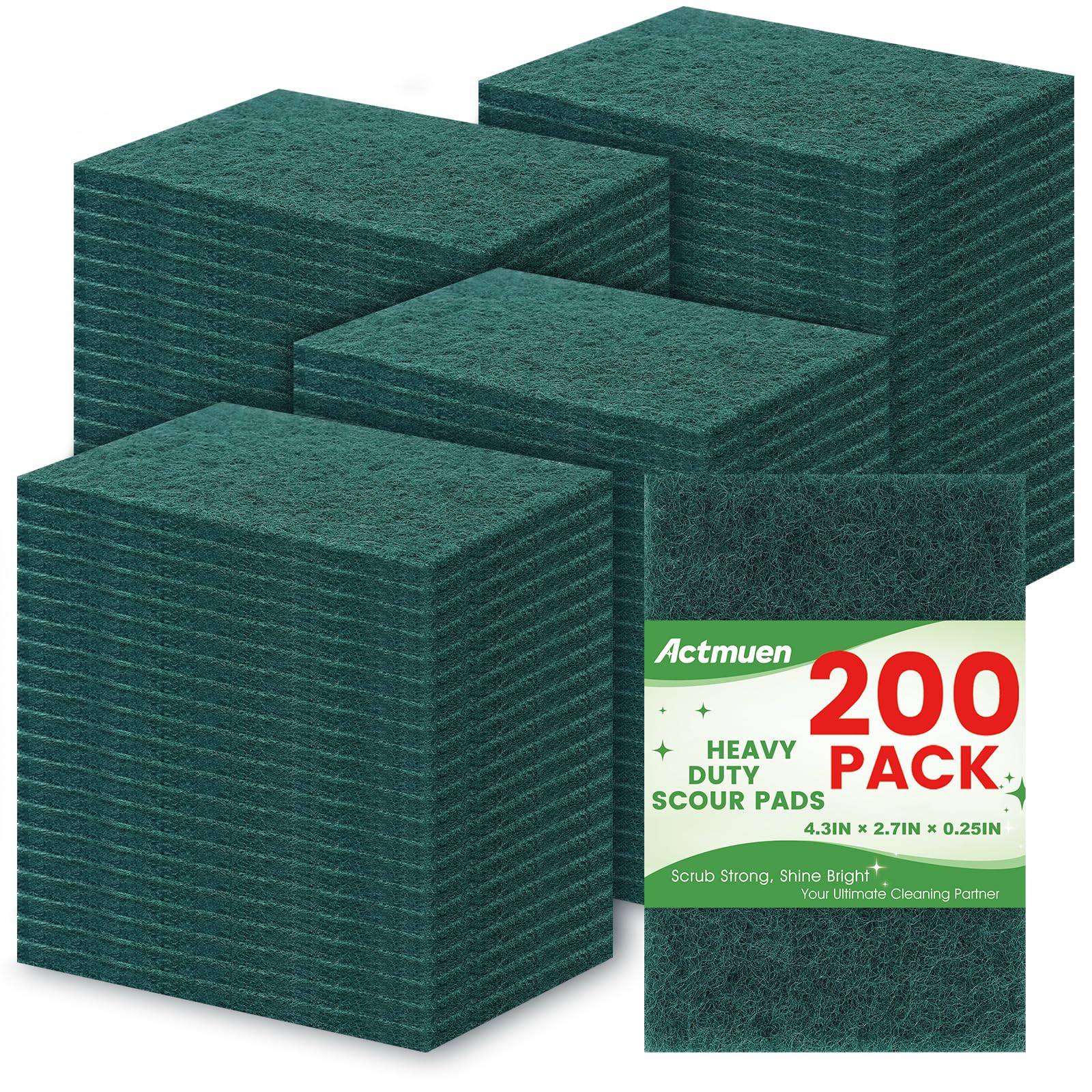 Photo 1 of 200 Pack Green Scrubbing Pads, Heavy Duty Scouring Pads,Dish Scrubber Reusable for Cleaning, Multipurpose Scrub Pads for Household Kitchen Dishes Pots Pans & Metal Grill- 4.3 x 2.75 x 0.3 Inches