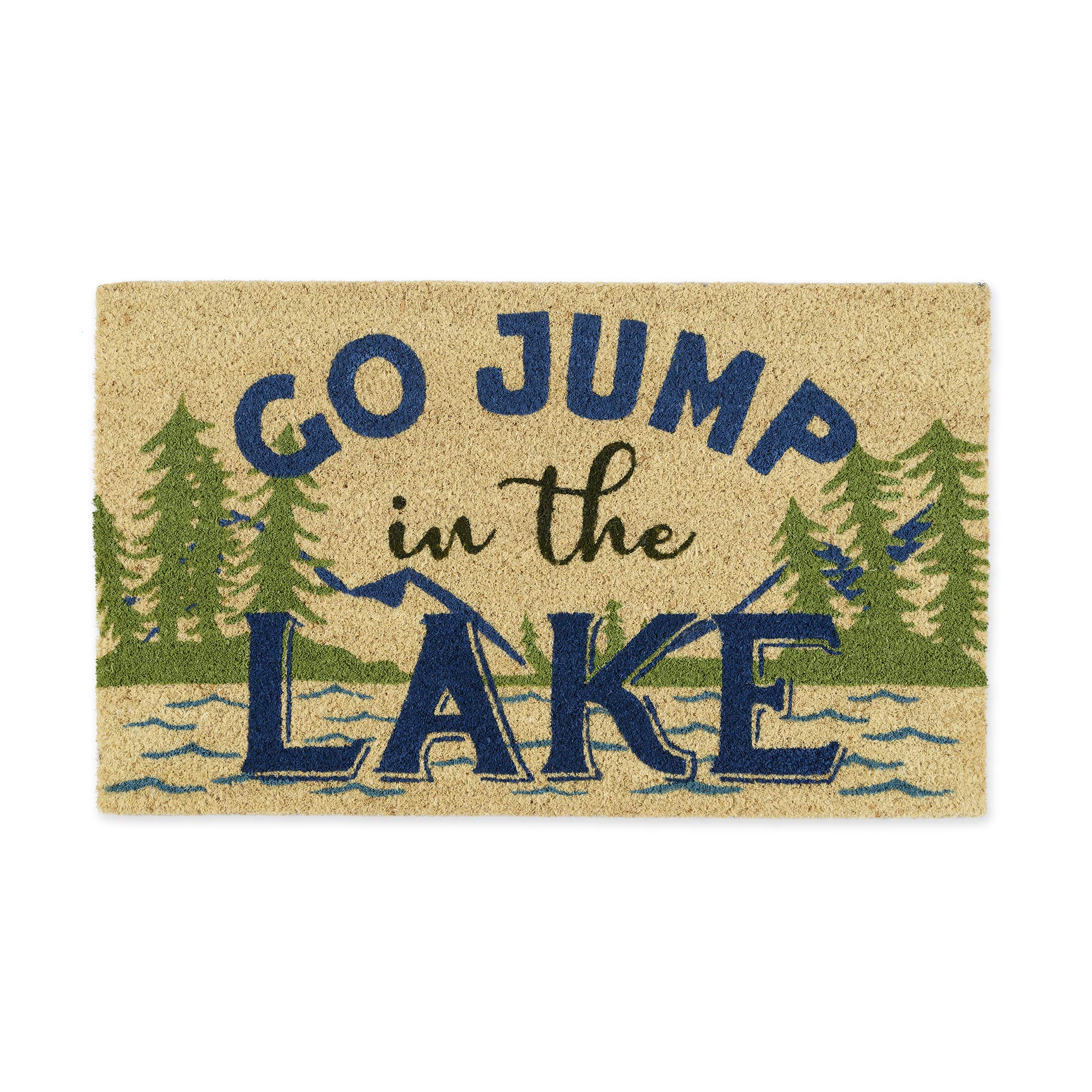 DII Natural Coir Doormat, Fun Greeting Mat, Jump in The Lake, 18x30