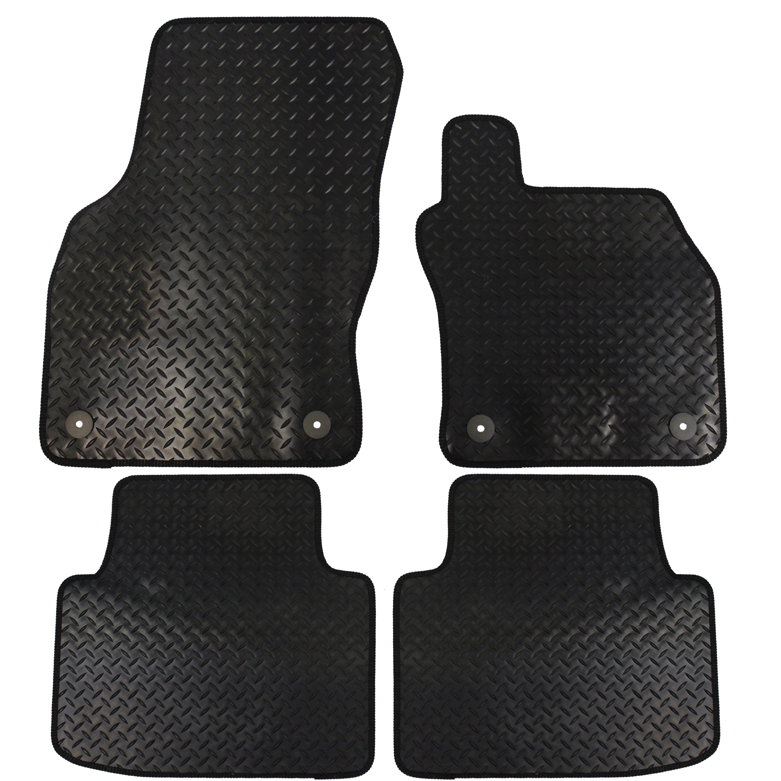 JVL 3633R Fully Tailored Rubber Car Mats with 4 Clips - Black, 4 Pieces