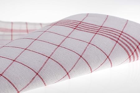 10er-Set Geschirrtücher/Trockentuch/Küchentücher rot-weiß-kariert 50x70 cm aus 55% Leinen, 45% Baumwolle, CA29/30 rot