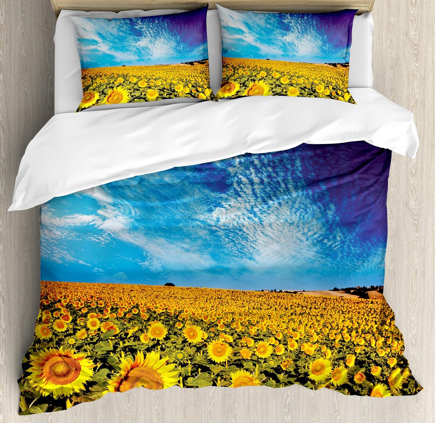 Ambesonne Sunflower Duvet Cover Set, Exposure Photo of