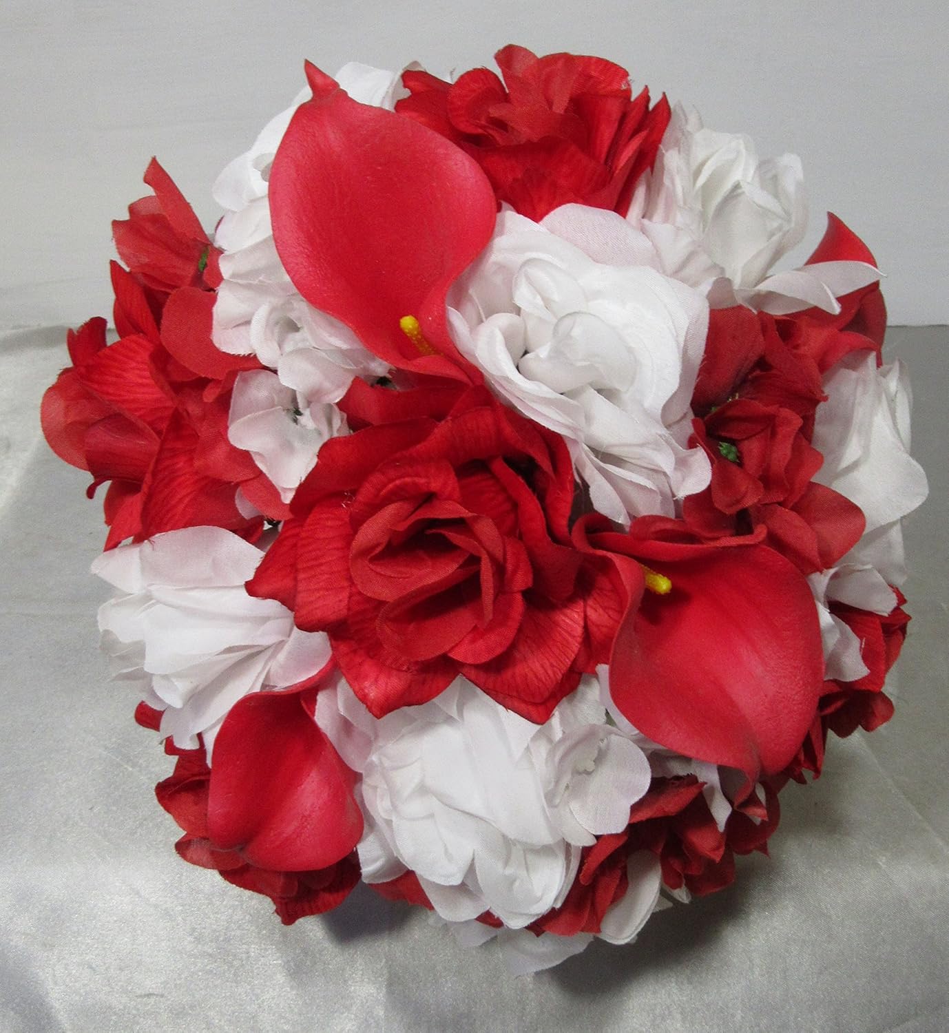 Amazon Com Red White Rose Calla Lily Bridal Wedding Bouquet