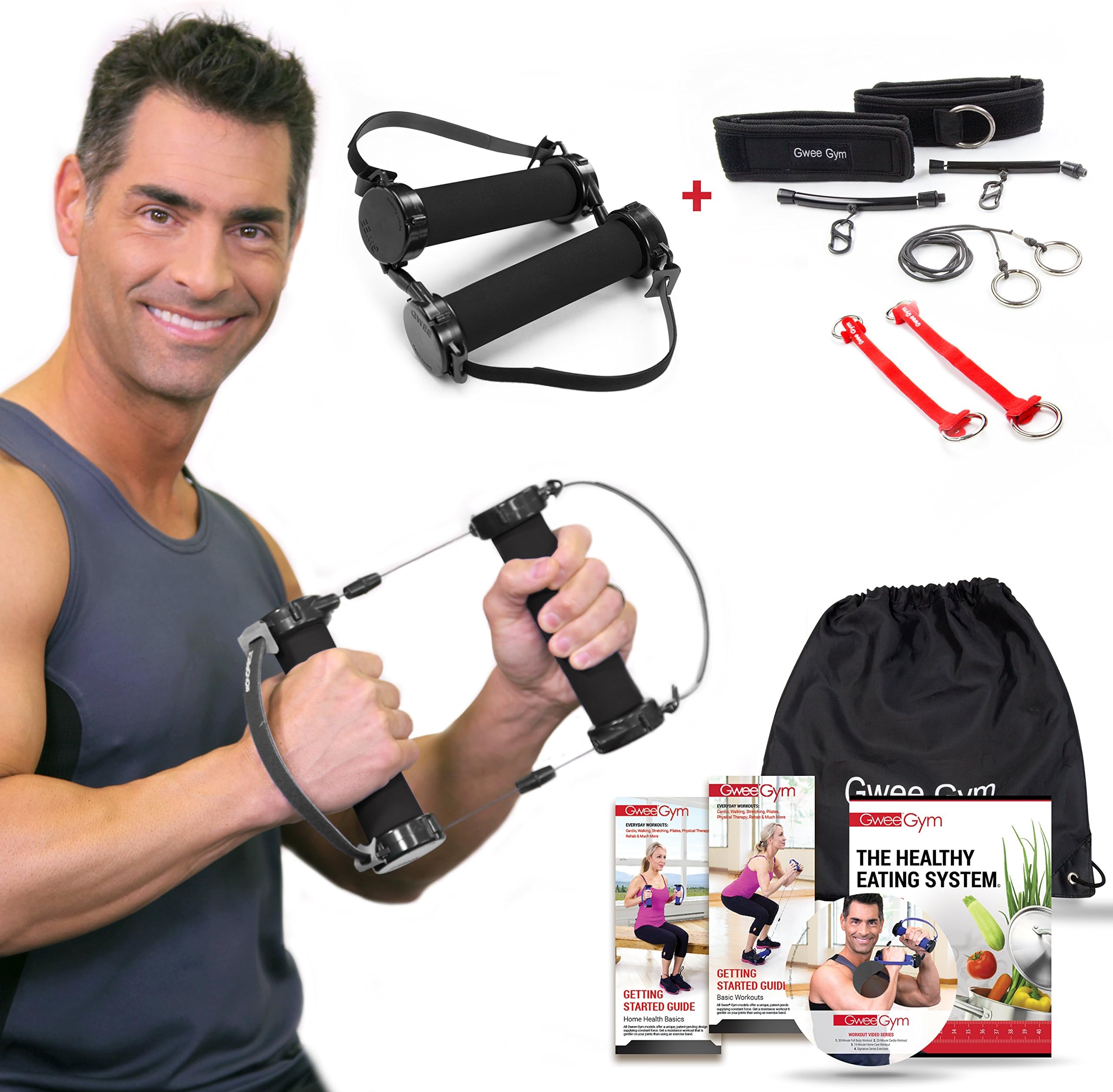 Gwee Gym Resistance Bands Exercise Kit - PRO - with Accessory Kit | Counterforce Tension to Build Lean Muscle | Includes a Workout DVD, Travel Bag, and Healthy Eating e-Book