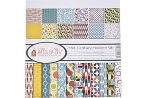 Ella & Viv by Reminisce EAV-1102 Mid Century Modern Scrapbook Collection Kit, 12x12 inches