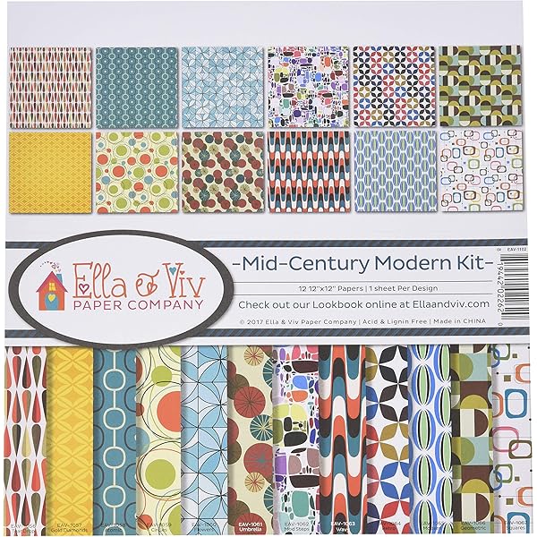 Mid Century Modern Scrapbook Paper: 20 Double Sided Sheets