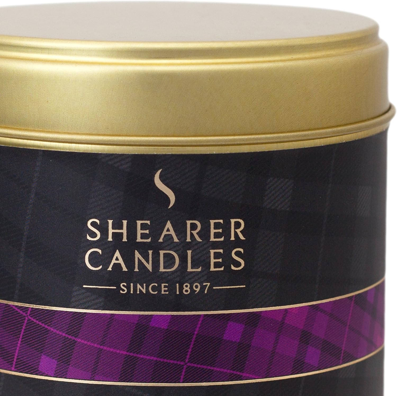 Shearer Candles Ae Fond Kiss Large Scented Tartan Tin Candle - Ivory, 7.5cm l x 7.5cm w x 7.2cm h - Image 3