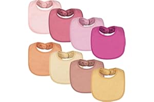 Tiny Twinkle 8 Pack Baby Bibs for Drooling and Teething – Waterproof & Absorbent Bibs for Baby Girl & Boy, Machine Washable Infant Bib Set for Newborns and Toddlers (Girl Set 8-Pack)