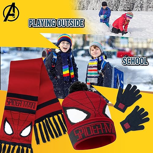 Marvel Boys Hat and Gloves Set for Boys Kids Winter Beanie Hat