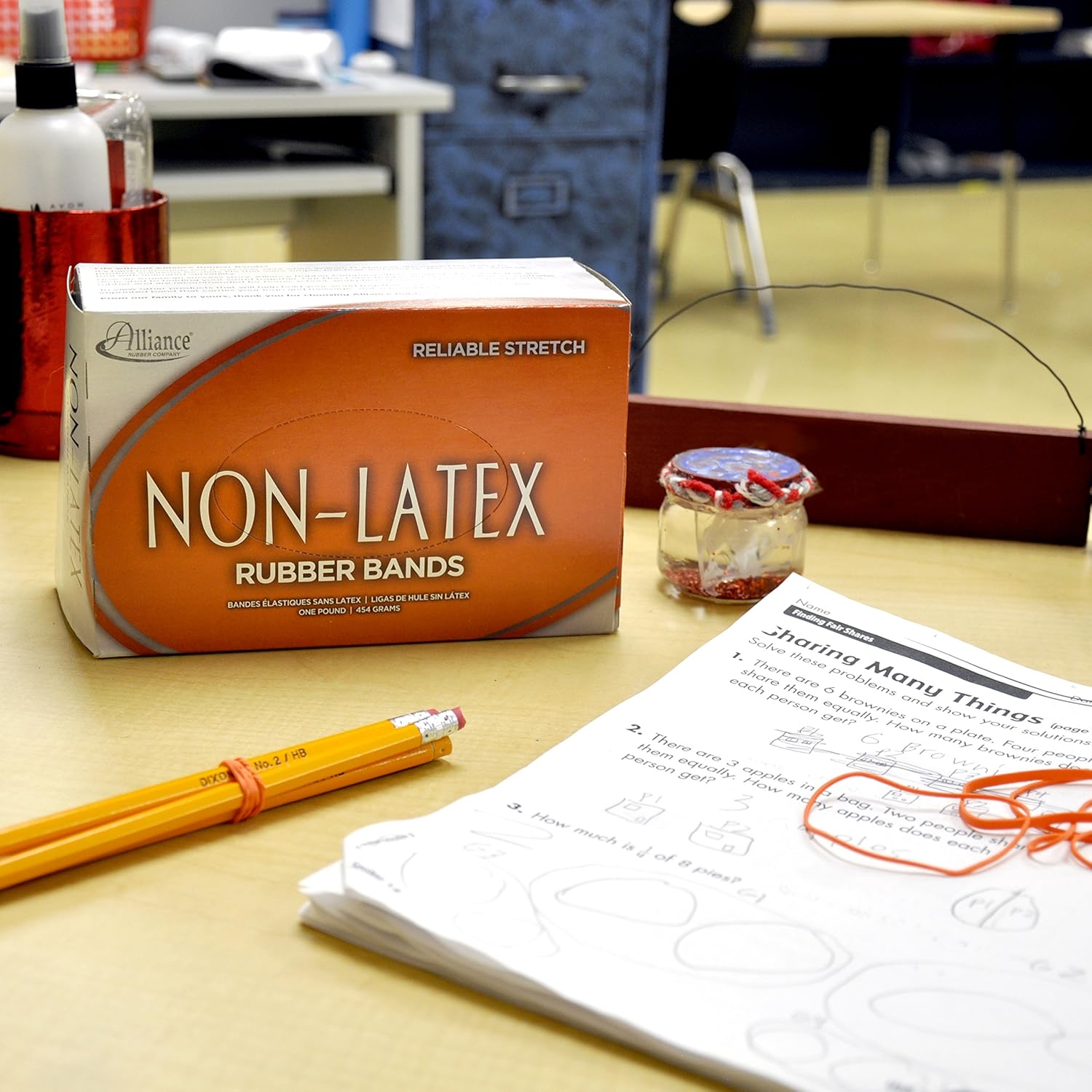 Alliance Rubber 37646#64 Non-Latex Rubber Bands, 1 lb Box Contains Approx. 380 Bands (3 1/2" x 1/4", Orange) : Office Products