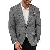PJ PAUL JONES Mens Blazer Vintage Herringbone Tweed Wool Blend Sport Coat | Two Button Blazer, Pocket Square, Regular Fit,Warm Comfortable, Casual Classic Retro Sport Coat, Blazer For Daily Fall Winter