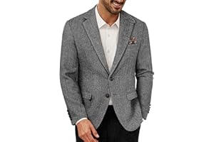 PJ PAUL JONES Mens Blazer Vintage Wool Blend Sport Coat Herringbone Tweed Blazer Suit Jacket with Pocket Square