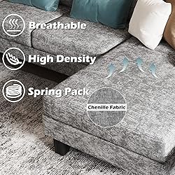 YESHOMY Convertible Sectional Sofa U-Shaped Couch