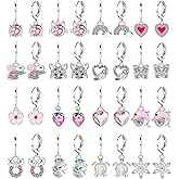 BESTEEL 16 Pairs Hypoallergenic Earrings for Girls Women Sensitive Ears Cute Surgical Steel Dangle Huggie Hoop Earings Set with Charm CZ Flower Heart Animal Christmas Gifts