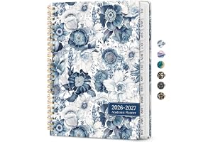 Planner 2026-2027, Jul 2026-Jun 2027 Academic Monthly & Weekly Planner | 6.3" x 8.5" Hardcover Pretty Calendar Planner for Women, Spiral Organizer for School Office Home Supplies, Blue Floral