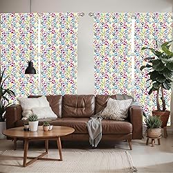 Ambesonne Dog Window Curtains Pack of 2, Colorful