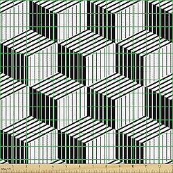 Lunarable Black and White Fabric by The Yard, 3D