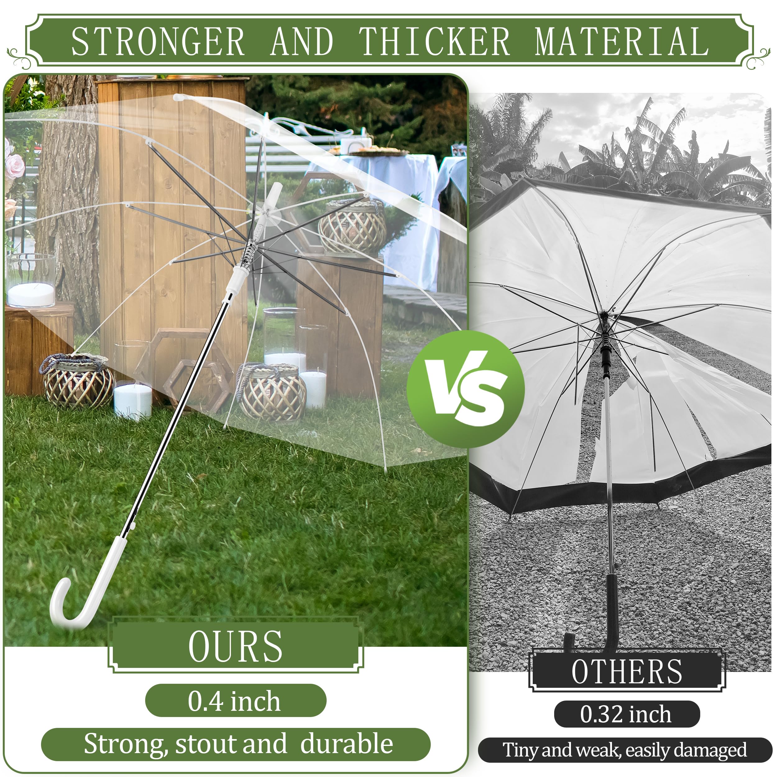 Clear Wedding Umbrellas Bulk, High-Visibility Transparent Rain Umbrella, Firm and Durable, Easy Operation, Large Clear Umbrella for Wedding Bride Groom Photography Golf Outdoor