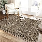 HUGEAR 3x5 Machine Washable Rugs Brown Hallway Area Rug Indoor Accent Rug Floral Low Pile Carpet Soft Throw Rug Bedroom Living Room Office Dining Room Kitchen Laundry Room Non Slip