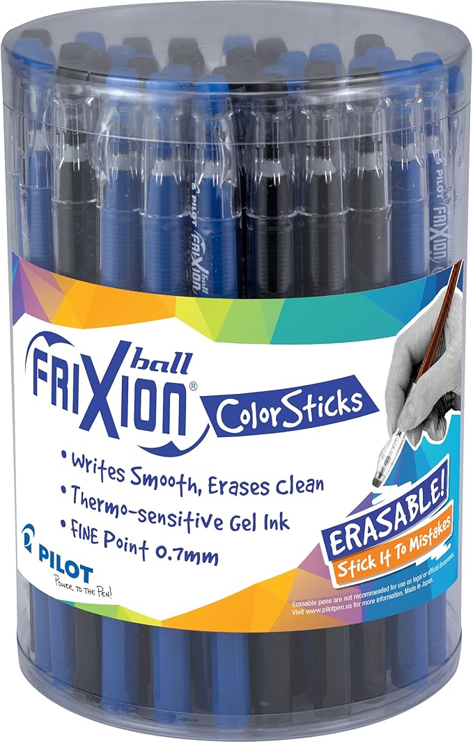 PILOT FriXion Color Sticks Erasable Gel Pens, Tub (with lid) of 36