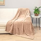 Northwest HGTV Super Luxe Faux Fur Throw Blanket, Ultra Soft Decorative Layer for Couch, Bed, or Chair, Cozy Plush Blanket for Home or Gift, 50 x 70 inches, Tan